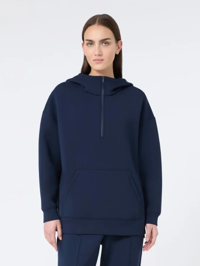 Long scuba jersey sweatshirt, navy