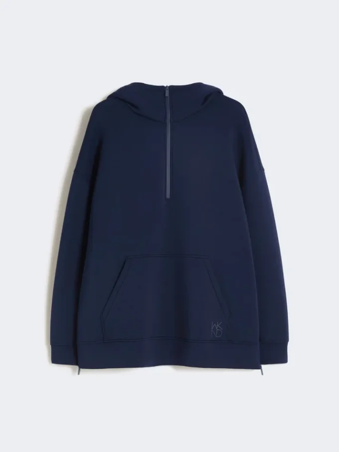 Long scuba jersey sweatshirt, navy