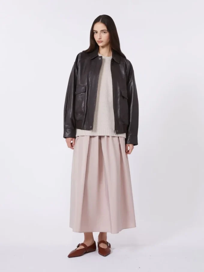 Long taffeta skirt, antique rose