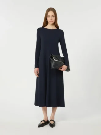 Long viscose jersey dress, navy