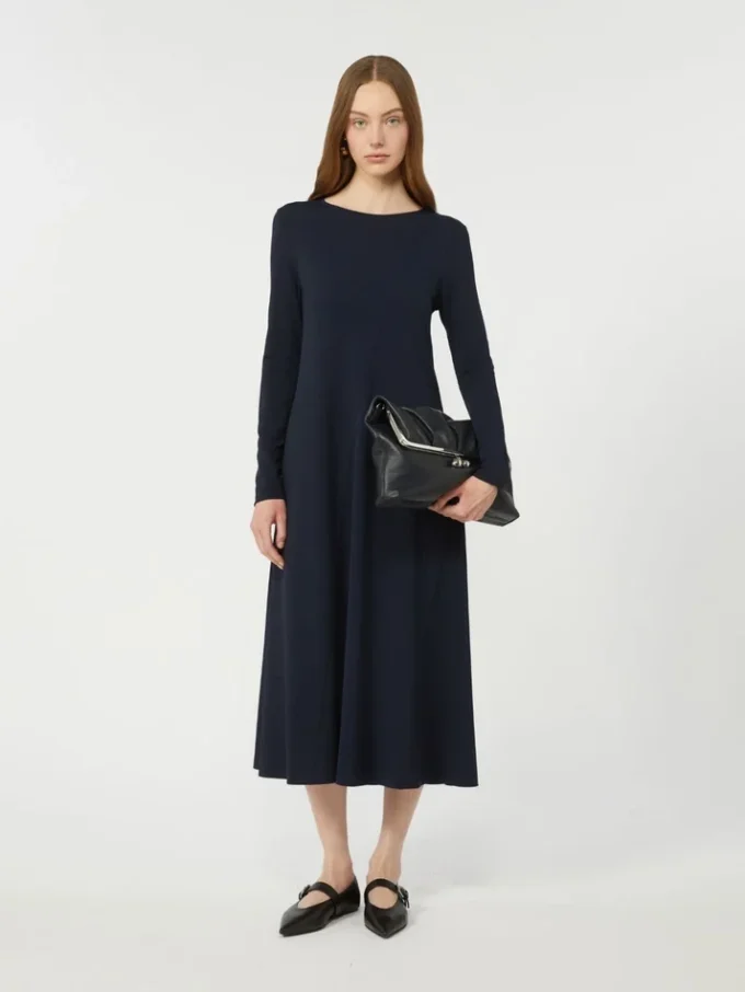 Long viscose jersey dress, navy