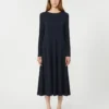 Long viscose jersey dress, navy