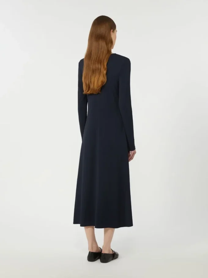 Long viscose jersey dress, navy