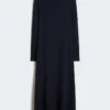 Long viscose jersey dress, navy