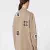 Long wool and cashmere cardigan, sand