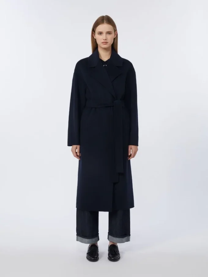 Long wool broadcloth coat, midnightblue