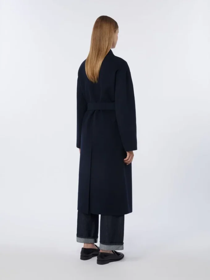 Long wool broadcloth coat, midnightblue