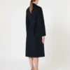 Long wool, cashmere and silk coat, navy