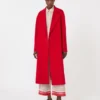 Long wool, cashmere and silk coat, red