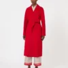 Long wool, cashmere and silk coat, red