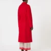 Long wool, cashmere and silk coat, red