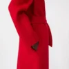 Long wool, cashmere and silk coat, red