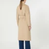 Long wool, cashmere and silk coat, sand
