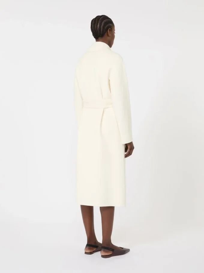 Long wool, cashmere and silk coat, white