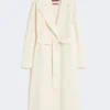 Long wool, cashmere and silk coat, white