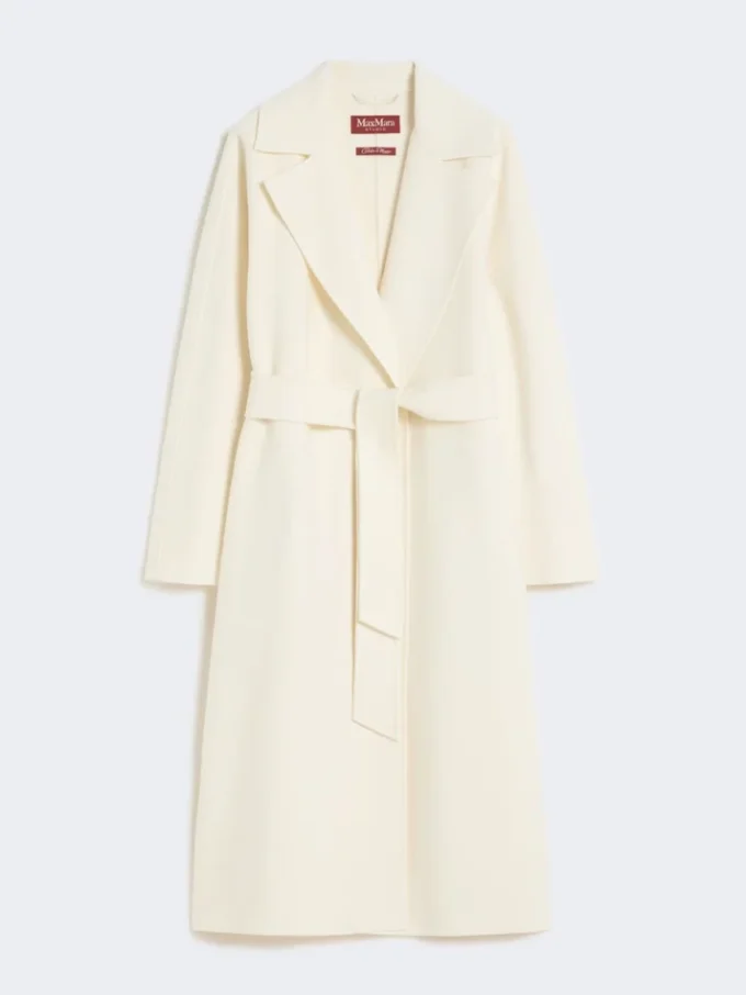 Long wool, cashmere and silk coat, white