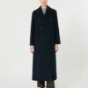 Long wool coat with half-belt detail, midnightblue Long wool coat with half-belt detail, midnightblue