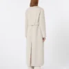 Long wool coat with half-belt detail, sand Long wool coat with half-belt detail, sand