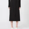 Long wool skirt with belt, black