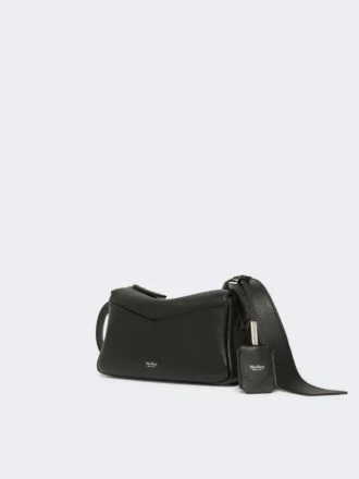 Low-sheen leather micro handbag, black