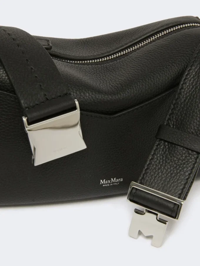 Low-sheen leather micro handbag, black