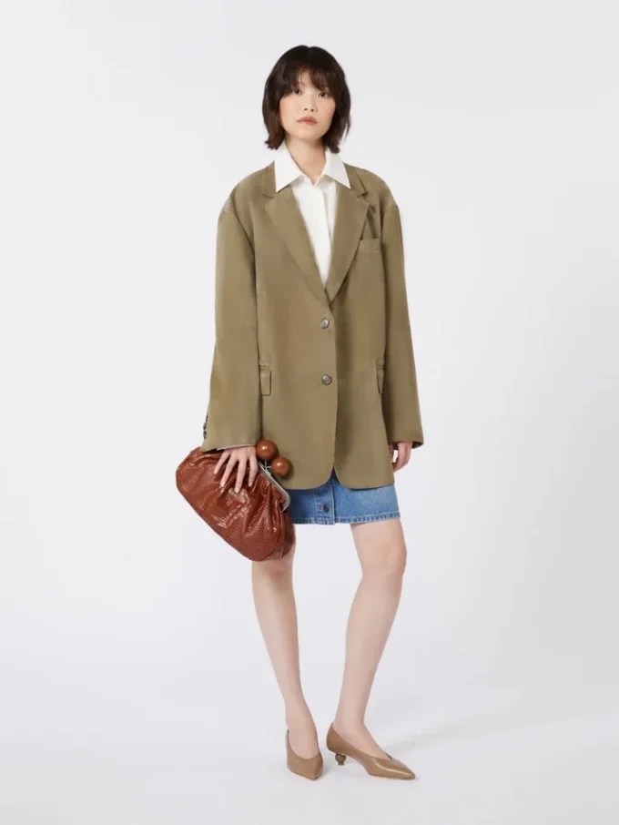 Medium crocodile-print leather pasticcino bag, red brown