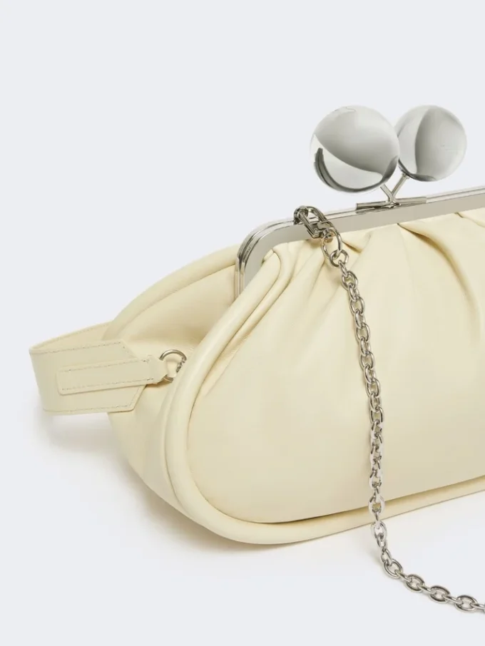 Medium pasticcino bag in glossy nappa leather, ivory