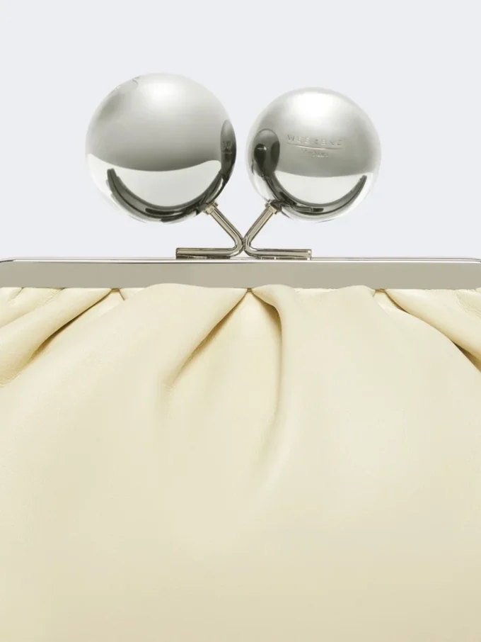 Medium pasticcino bag in glossy nappa leather, ivory