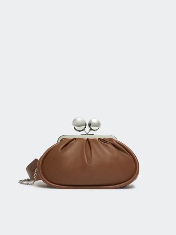 Medium pasticcino bag in glossy nappa leather, tobacco