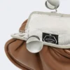 Medium pasticcino bag in glossy nappa leather, tobacco