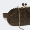 Medium raffia-effect pasticcino bag, dark brown