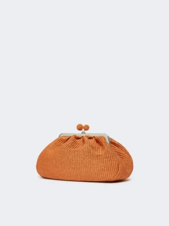 Medium raffia-effect pasticcino bag, salmon