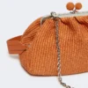 Medium raffia-effect pasticcino bag, salmon