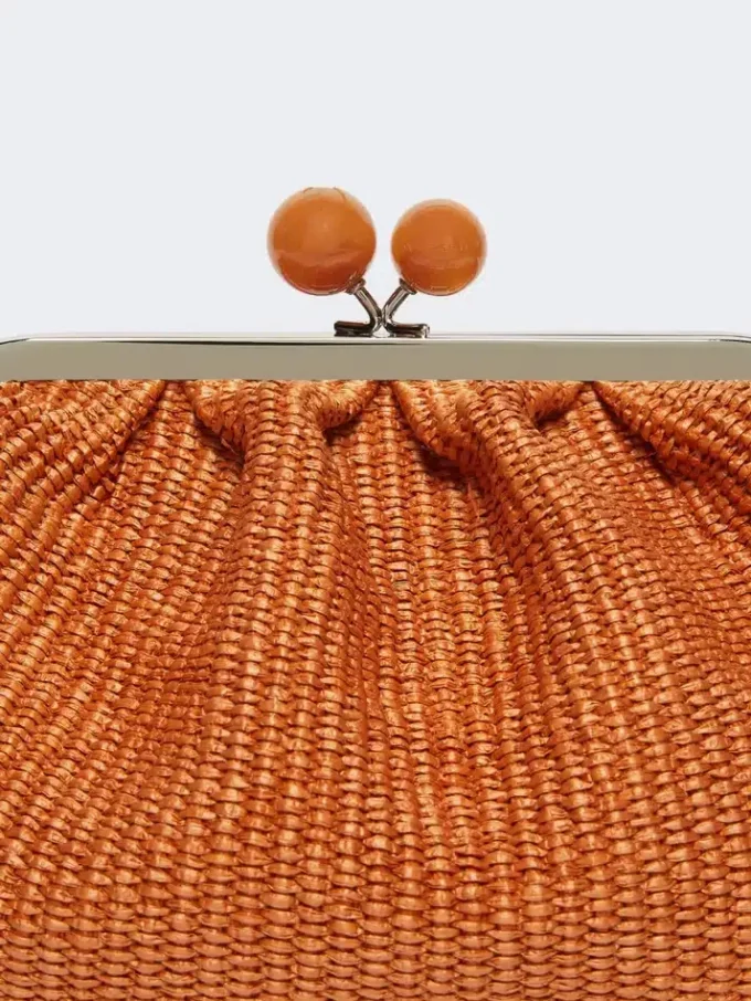 Medium raffia-effect pasticcino bag, salmon