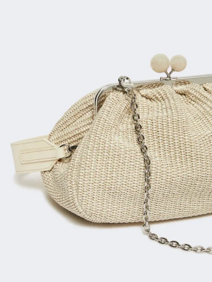 Medium raffia-effect pasticcino bag, turtledove Medium raffia-effect pasticcino bag, turtledove