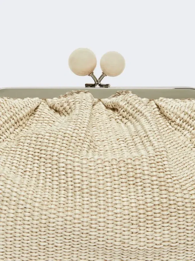 Medium raffia-effect pasticcino bag, turtledove Medium raffia-effect pasticcino bag, turtledove