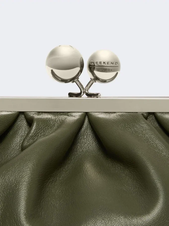 Medium sheepskin pasticcino bag, dark green