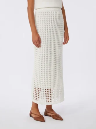 Mesh cotton skirt, optical white