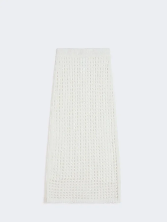 Mesh cotton skirt, optical white