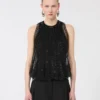 Mesh top with crystals, black Mesh top with crystals, black