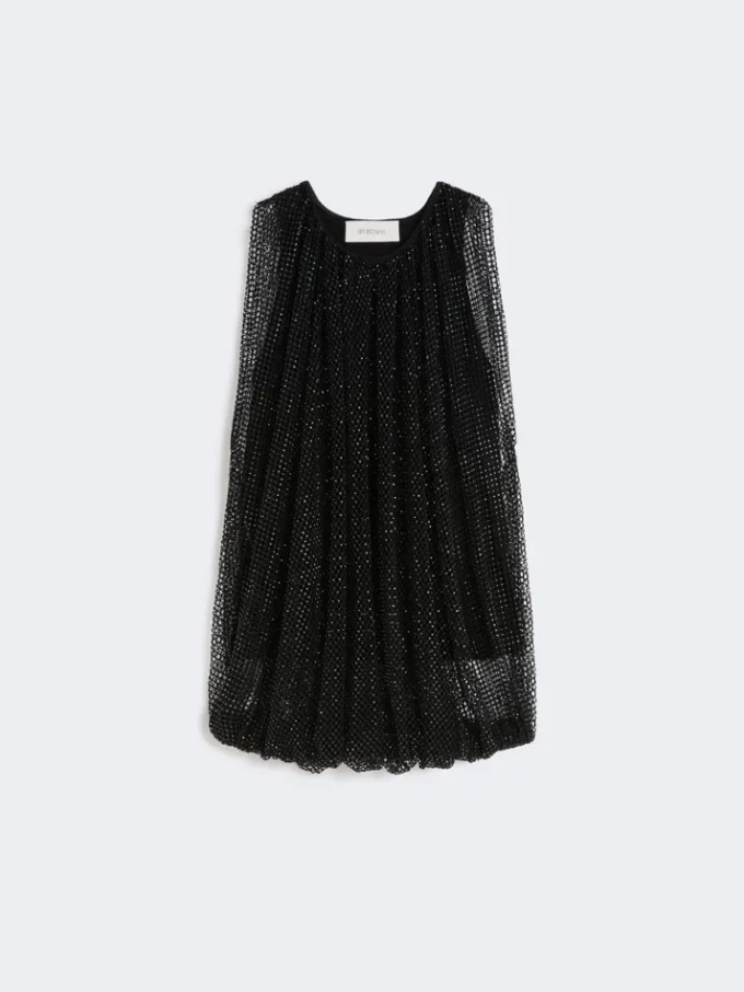 Mesh top with crystals, black Mesh top with crystals, black