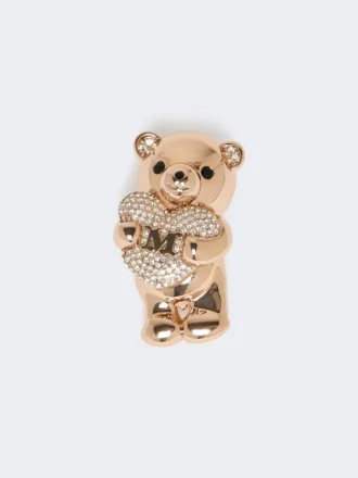 Metal brooch with rhinestones, antique rose