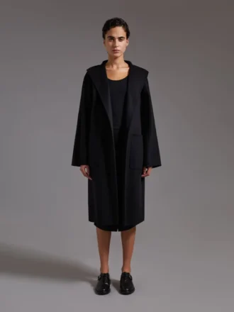 Midi cashmere cardigan coat, black