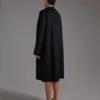 Midi cashmere cardigan coat, black