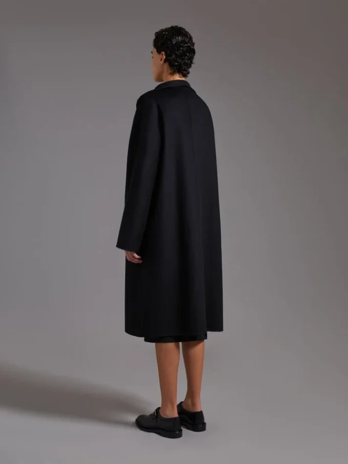 Midi cashmere cardigan coat, black