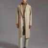 Midi cashmere cardigan coat, sand