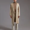 Midi cashmere cardigan coat, sand