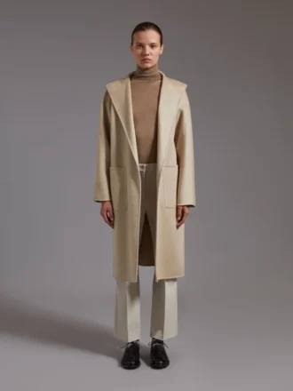 Midi cashmere cardigan coat, sand