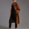 Midi cashmere cardigan coat, tobacco