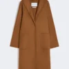 Midi cashmere cardigan coat, tobacco
